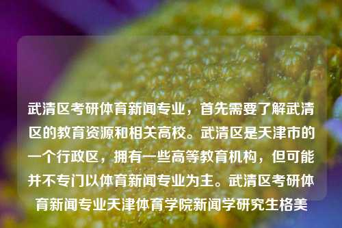 武清区考研体育新闻专业，首先需要了解武清区的教育资源和相关高校。武清区是天津市的一个行政区，拥有一些高等教育机构，但可能并不专门以体育新闻专业为主。武清区考研体育新闻专业天津体育学院新闻学研究生格美-第1张图片-体育新闻