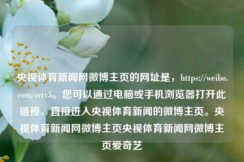 央视体育新闻网微博主页的网址是，https://weibo.com/cctv5。您可以通过电脑或手机浏览器打开此链接，直接进入央视体育新闻的微博主页。央视体育新闻网微博主页央视体育新闻网微博主页爱奇艺-第1张图片-体育新闻