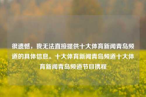 很遗憾，我无法直接提供十大体育新闻青岛频道的具体信息。十大体育新闻青岛频道十大体育新闻青岛频道节目携程-第1张图片-体育新闻