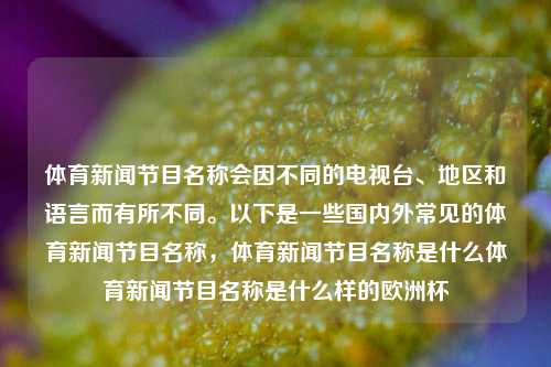 体育新闻节目名称会因不同的电视台、地区和语言而有所不同。以下是一些国内外常见的体育新闻节目名称，体育新闻节目名称是什么体育新闻节目名称是什么样的欧洲杯-第1张图片-体育新闻