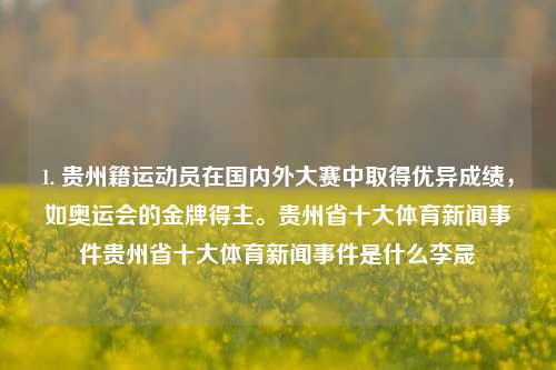 1. 贵州籍运动员在国内外大赛中取得优异成绩，如奥运会的金牌得主。贵州省十大体育新闻事件贵州省十大体育新闻事件是什么李晟-第1张图片-体育新闻