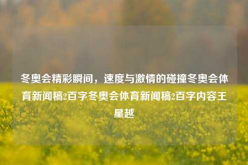 冬奥会精彩瞬间，速度与激情的碰撞冬奥会体育新闻稿2百字冬奥会体育新闻稿2百字内容王星越-第1张图片-体育新闻