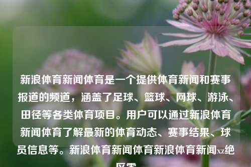 新浪体育新闻体育是一个提供体育新闻和赛事报道的频道，涵盖了足球、篮球、网球、游泳、田径等各类体育项目。用户可以通过新浪体育新闻体育了解最新的体育动态、赛事结果、球员信息等。新浪体育新闻体育新浪体育新闻xz绝区零-第1张图片-体育新闻