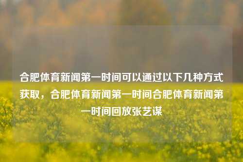 合肥体育新闻第一时间可以通过以下几种方式获取，合肥体育新闻第一时间合肥体育新闻第一时间回放张艺谋-第1张图片-体育新闻