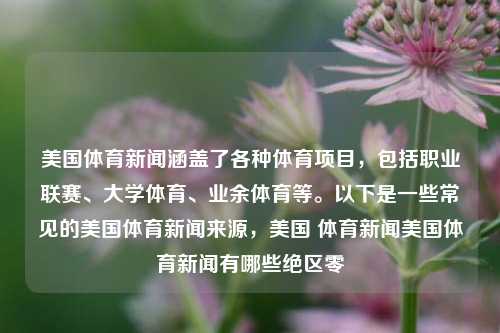 美国体育新闻涵盖了各种体育项目，包括职业联赛、大学体育、业余体育等。以下是一些常见的美国体育新闻来源，美国 体育新闻美国体育新闻有哪些绝区零-第1张图片-体育新闻