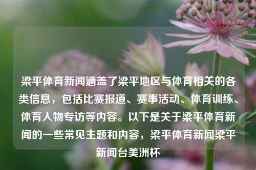 梁平体育新闻涵盖了梁平地区与体育相关的各类信息，包括比赛报道、赛事活动、体育训练、体育人物专访等内容。以下是关于梁平体育新闻的一些常见主题和内容，梁平体育新闻梁平新闻台美洲杯-第1张图片-体育新闻