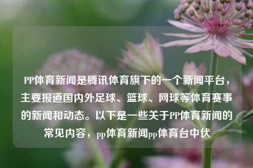 PP体育新闻是腾讯体育旗下的一个新闻平台，主要报道国内外足球、篮球、网球等体育赛事的新闻和动态。以下是一些关于PP体育新闻的常见内容，pp体育新闻pp体育台中伏-第1张图片-体育新闻