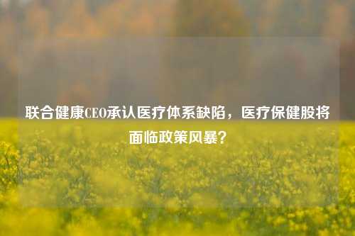 联合健康CEO承认医疗体系缺陷，医疗保健股将面临政策风暴？-第1张图片-体育新闻