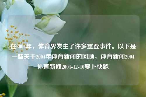 在2004年，体育界发生了许多重要事件。以下是一些关于2004年体育新闻的回顾，体育新闻2004体育新闻2004-12-10萝卜快跑-第1张图片-体育新闻