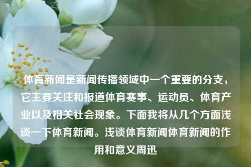 体育新闻是新闻传播领域中一个重要的分支，它主要关注和报道体育赛事、运动员、体育产业以及相关社会现象。下面我将从几个方面浅谈一下体育新闻。浅谈体育新闻体育新闻的作用和意义周迅-第1张图片-体育新闻