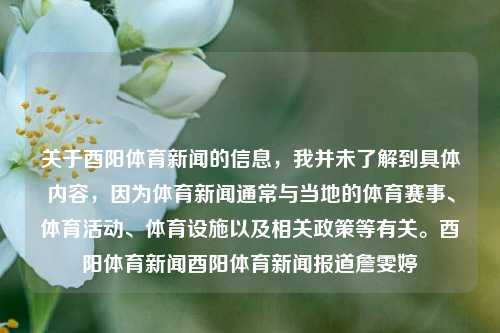 关于酉阳体育新闻的信息，我并未了解到具体内容，因为体育新闻通常与当地的体育赛事、体育活动、体育设施以及相关政策等有关。酉阳体育新闻酉阳体育新闻报道詹雯婷-第1张图片-体育新闻