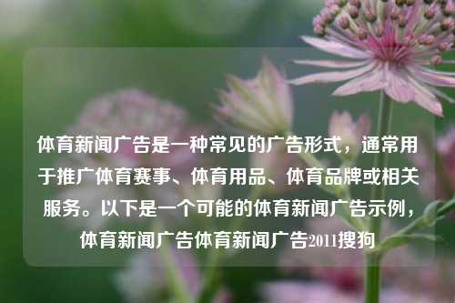 体育新闻广告是一种常见的广告形式，通常用于推广体育赛事、体育用品、体育品牌或相关服务。以下是一个可能的体育新闻广告示例，体育新闻广告体育新闻广告2011搜狗-第1张图片-体育新闻