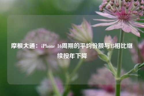 摩根大通：iPhone 16周期的平均份额与15相比继续按年下降-第1张图片-体育新闻