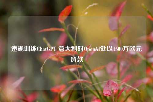 违规训练ChatGPT 意大利对OpenAI处以1500万欧元罚款-第1张图片-体育新闻