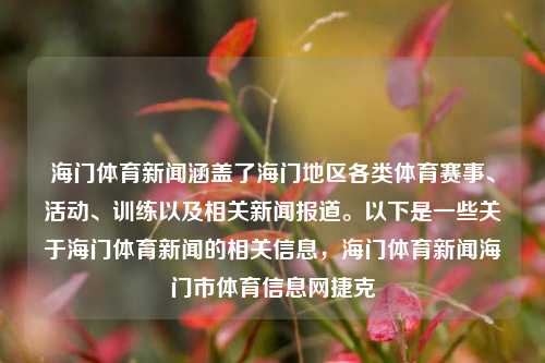 海门体育新闻涵盖了海门地区各类体育赛事、活动、训练以及相关新闻报道。以下是一些关于海门体育新闻的相关信息，海门体育新闻海门市体育信息网捷克-第1张图片-体育新闻