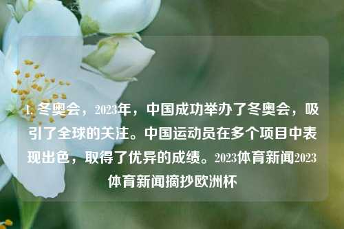 1. 冬奥会，2023年，中国成功举办了冬奥会，吸引了全球的关注。中国运动员在多个项目中表现出色，取得了优异的成绩。2023体育新闻2023体育新闻摘抄欧洲杯-第1张图片-体育新闻