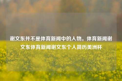 谢文东并不是体育新闻中的人物。体育新闻谢文东体育新闻谢文东个人简历美洲杯-第1张图片-体育新闻