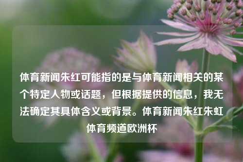 体育新闻朱红可能指的是与体育新闻相关的某个特定人物或话题，但根据提供的信息，我无法确定其具体含义或背景。体育新闻朱红朱虹体育频道欧洲杯-第1张图片-体育新闻