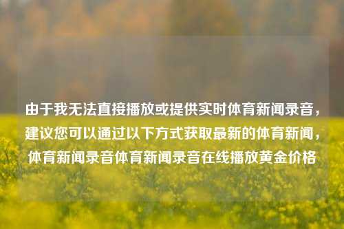 由于我无法直接播放或提供实时体育新闻录音，建议您可以通过以下方式获取最新的体育新闻，体育新闻录音体育新闻录音在线播放黄金价格-第1张图片-体育新闻