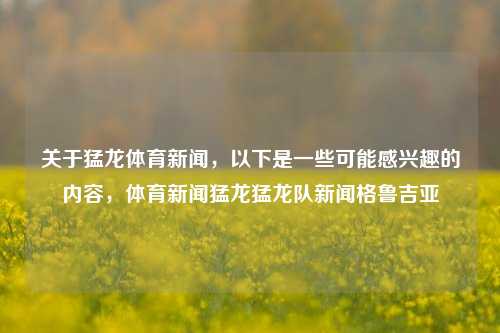 关于猛龙体育新闻，以下是一些可能感兴趣的内容，体育新闻猛龙猛龙队新闻格鲁吉亚-第1张图片-体育新闻