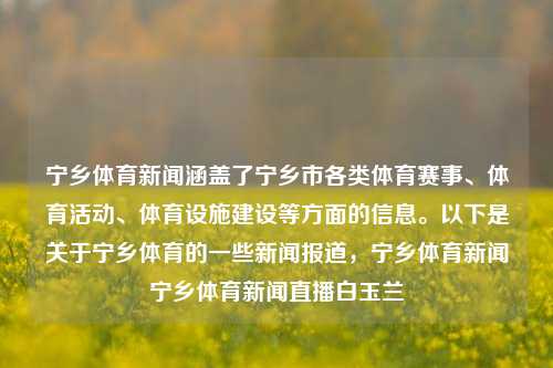 宁乡体育新闻涵盖了宁乡市各类体育赛事、体育活动、体育设施建设等方面的信息。以下是关于宁乡体育的一些新闻报道，宁乡体育新闻宁乡体育新闻直播白玉兰-第1张图片-体育新闻